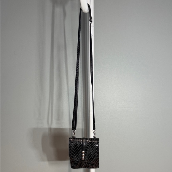 Brighton Black and Brown Snake Print Crossbody Bag - Picture 7 of 7